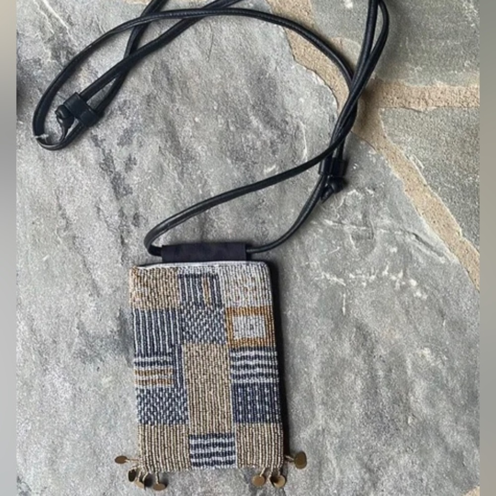 Free People Movement-Bobbi Beaded Crossbody-Stardust-Gold/Navy